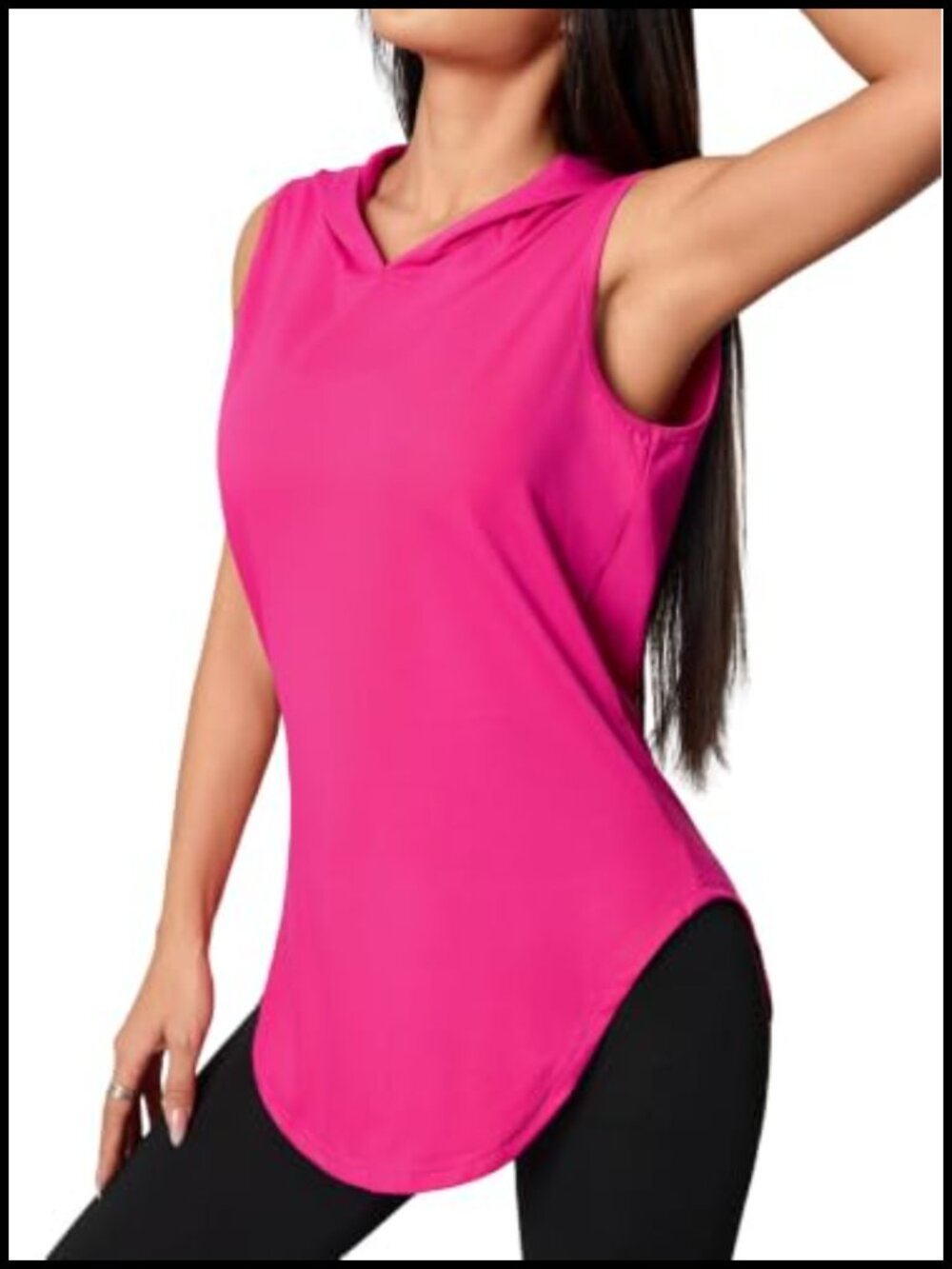 Sleeveless Hoodie Workout Tank Top Polyester Elastane Gym Shirt